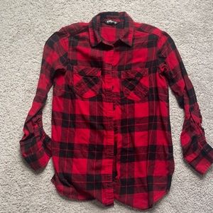 Express black and red plaid flannel - size small